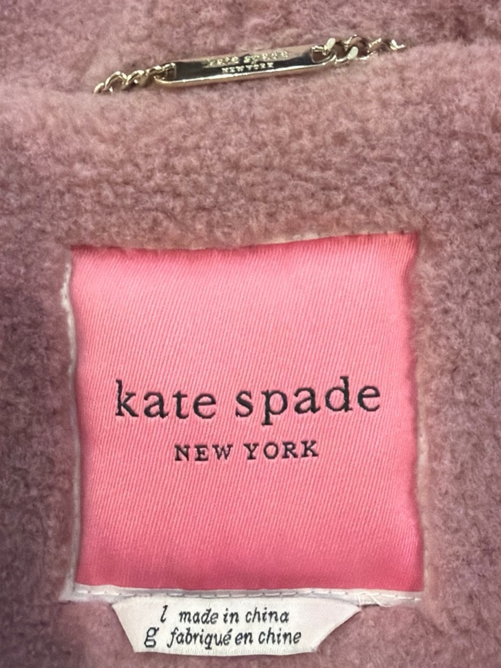 kate spade Soft Pink Teddy Coat with Pearl Buttons - Picture 4 of 10